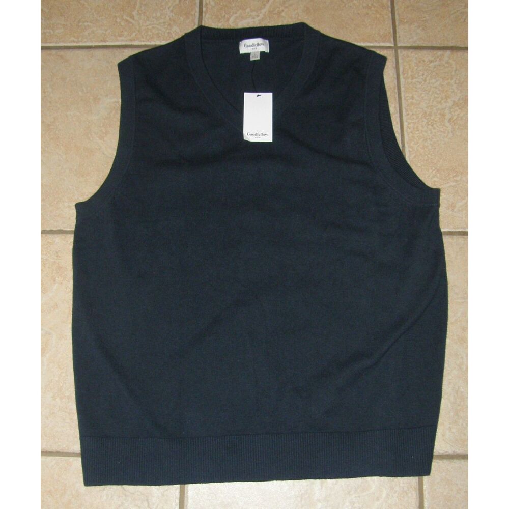 NEW Mens Sz Large Casual or Dress Navy Blue Soft Stretchy Pullover Sweater Vest